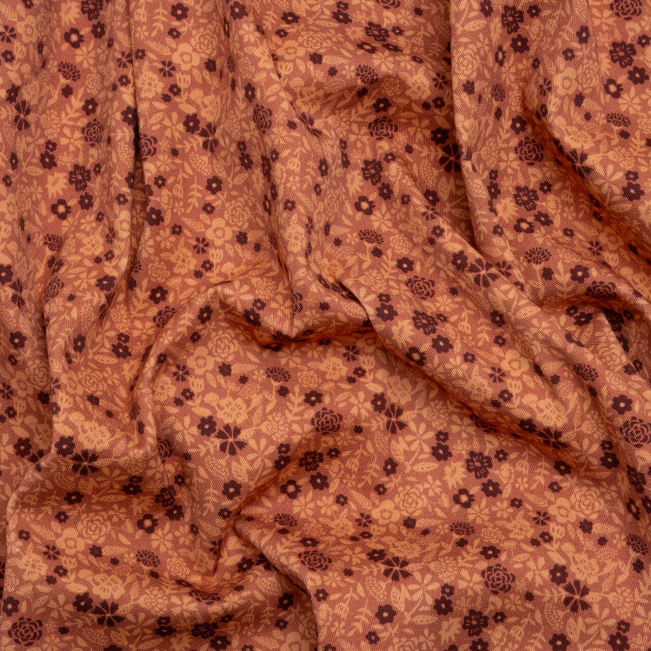 1 Yard Stretch Cotton Twill Rose, Beige and Maroon Floral Fabric